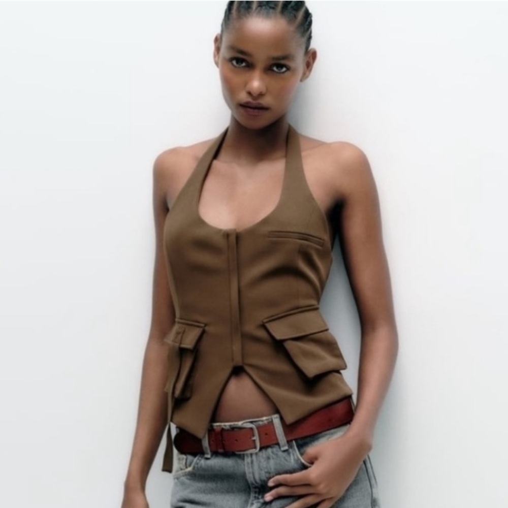 Zara Brown Halter Top